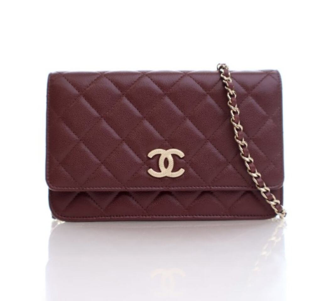 Chanel Burgundy Caviar Seasonal Wallet On Chain